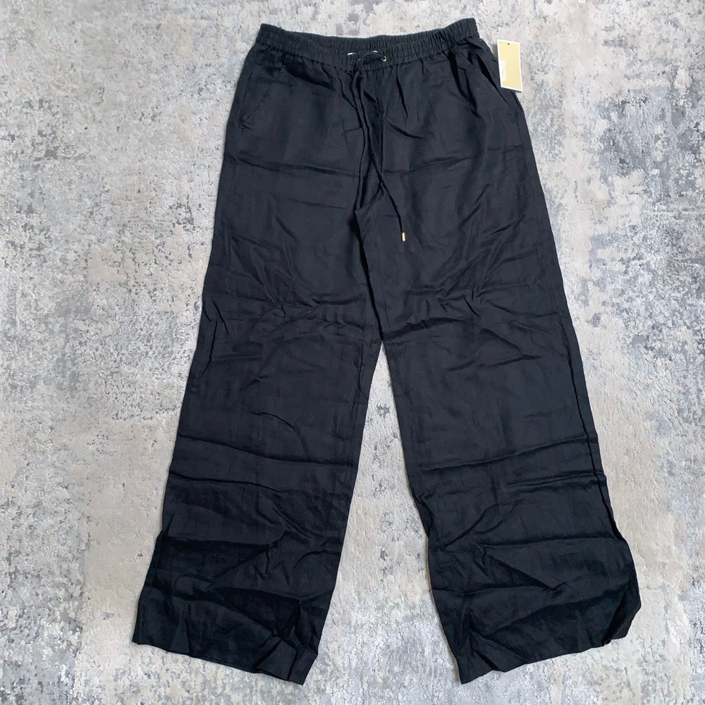 MICHAEL Michael Kors Wide Leg Linen Pull-on Pants